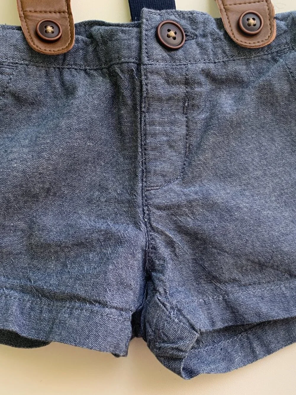 Gymboree Boy Seersucker Blue Stripe Short Suspender Overall Size 0-3 months